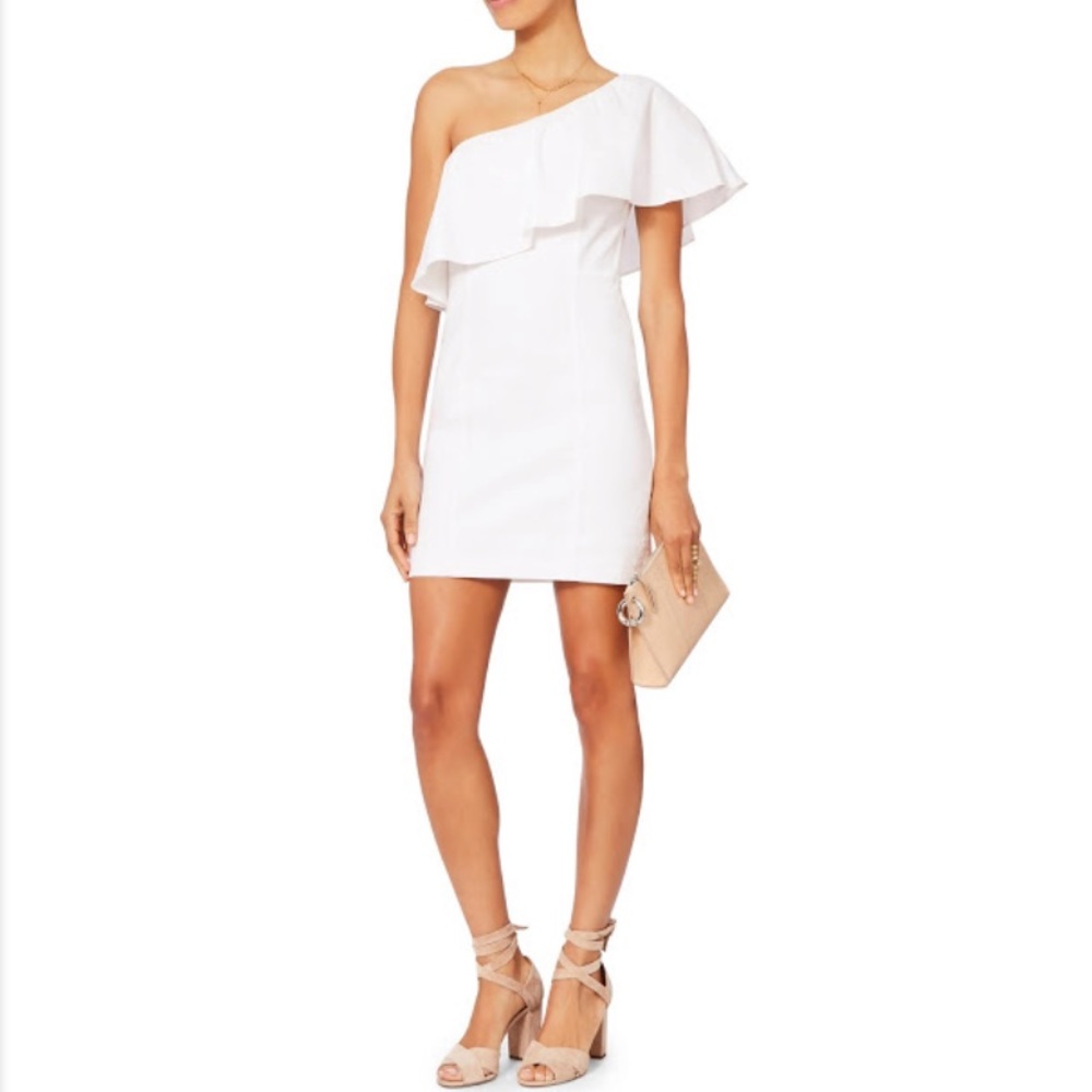 A.L.C. Evan Dress White One Shoulder Ruffle Size 2